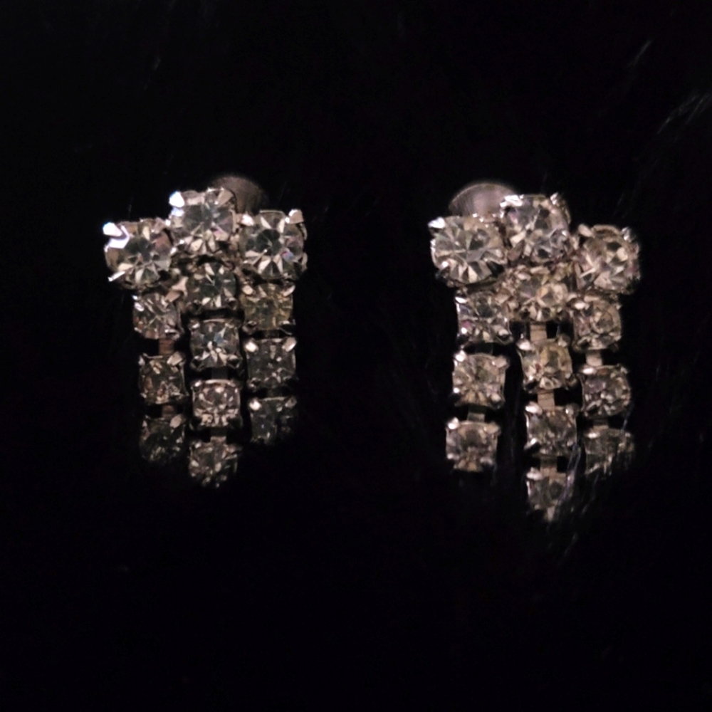 Vintage Silver Crystal Earrings